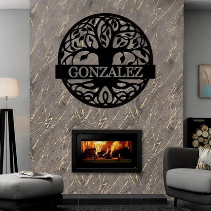Tree of Life Custom Metal Signs, Personalized Tree of Life Family Sign Wall Decor, Outdoor Yard Decor, Last Name Sign for Home, Black Metal Wall Art, Housewarming Decorations Gift