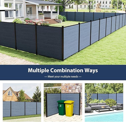 72" W x 72" H Outdoor Privacy Fence with Sturdy Alloy Post, Tall Wind Resistant Fence Covering Privacy for Yard Backyard Garden and Swimming Pool(Grey,1 Post)