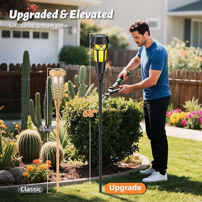 Flickering Flames Torch Light Solar Garden Lights Waterproof Landscape Lighting - 8 Pack