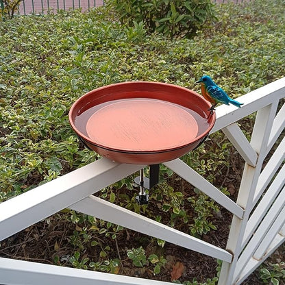 Deck Bird Bath for Outdoors, 11" Copper Metal Birdbath Bowl with Adjustable Big Steel Clamp Backyard Bird Bath&Bird Feeder for Railing Balcony Fence Yard Art Garden Decor