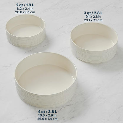 Pyrex 3-Piece Round Ceramic Bakeware Set, Nonstick, Pie, Cake, Lasagna Oven Pans, Bakers, For Baking, Roasting, Steaming