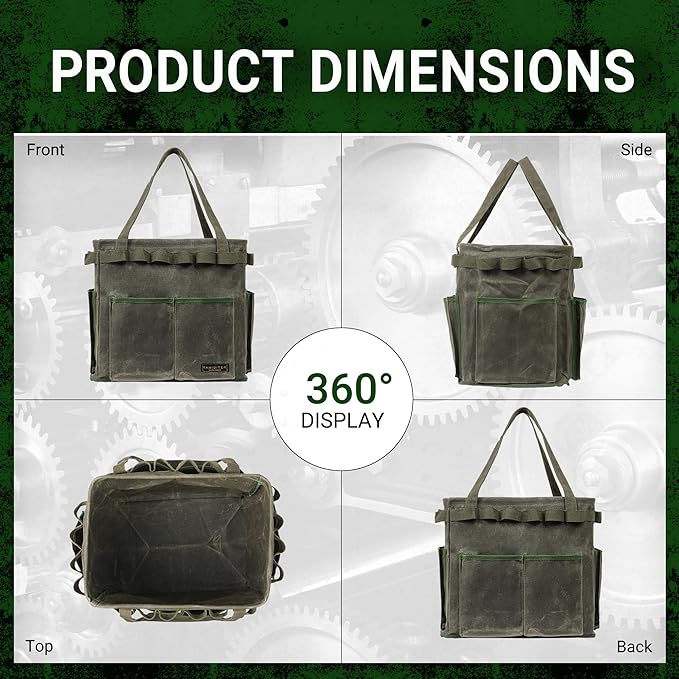 Space-saving Rectangular Car Trunk Organizer - Self-Standing Portable Organizer Collapsible Down to 3 Inches, 14" x 13" x 10" | ArmyGreen