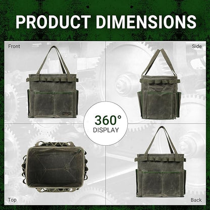 Space-saving Rectangular Car Trunk Organizer - Self-Standing Portable Organizer Collapsible Down to 3 Inches, 14" x 13" x 10" | ArmyGreen