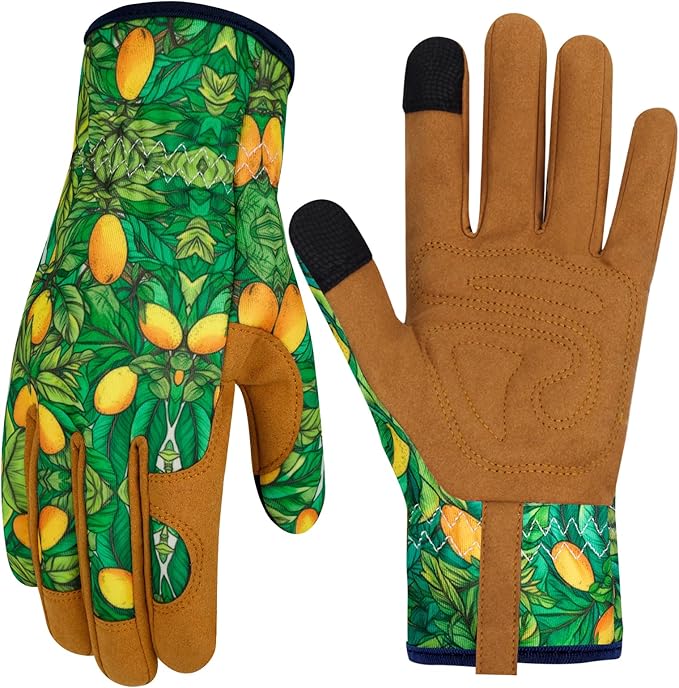 Leather Gardening Gloves for Women Thorn Proof Garden Gloves Touch Screen Working Gloves Gifts,M