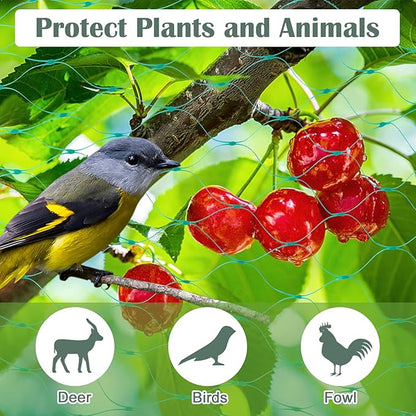 Unves Garden Netting, 13 x 33 FT Reusable Heavy Duty Bird Netting, Fruit Tree Net Covers for Seedlings Plants, Vegetables Protection, Green
