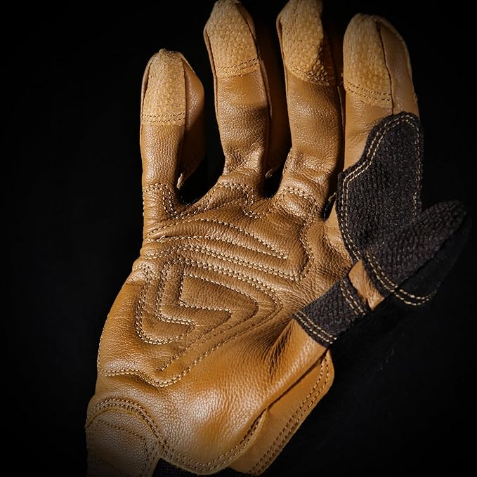 Ironclad Ranchworx Work Gloves RWG2, Premier Leather Work Glove, Performance Fit, Durable, Machine Washable, (1 Pair), RWG2-03-M,Brown/Black