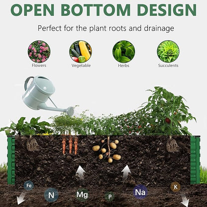FOOWIN 2pcs 8x4x2ft Galvanized Raised Garden Bed, Planter Raised Garden Boxes Outdoor, Large Metal Raised Beds for Gardening, Garden Bed for Vegetables, Flowers, Herb,478 Gallon Capacity, Green
