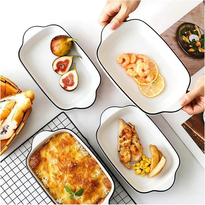 34oz Small Ceramic Casserole Dishes Set Of 4-1000ml Small Baking Dish With Handles, Suitable For Ovens And Microwaves, Compact Size Ideal For Gratins, Pasta Dishes, Tiramisu And Baked Goods