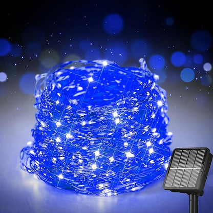 Selarlyt Solar String Lights for Outside, 72Ft 200 LED Solar Fairy Lights with 8 Modes, Solar Powered Fairy Lights Waterproof for Christmas Tree Garden Party Wedding Decor.（Blue）