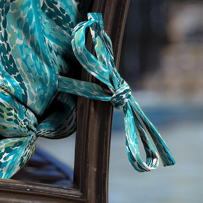 Arden Outdoor Dining Chair Cushion, 2 Pack, 20 x 20, Rain-Proof, Fade Resistant, Teal Ariel