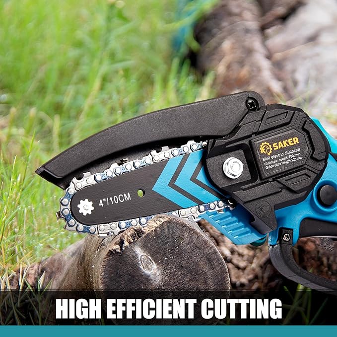Saker Mini Chainsaw,Portable Electric Cordless Chainsaw,Battery Powered,Small Power Handheld Chain Saws Pruning Shears for Tree Branches,Gifts for Men Women(2 Batteries&3 Chains)