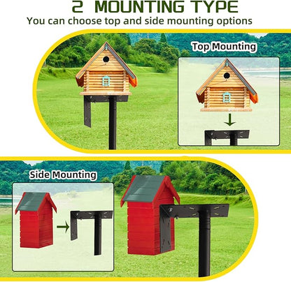 Bird Feeder Pole - 92 Inch Heavy Duty Birdhouse Stand with Squirrel Proof Baffle for Outdoor, Adjustable Bird Feeding Station with Multi Shepherds Hooks Mental Trays for Garden Attracting Wild Birds