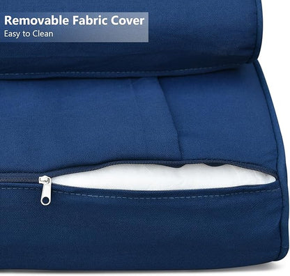 ATR ART TO REAL Outdoor Recliner Replacement Cushion, High Back Chair Cushions Patio Wicker Reclinning Chairs Seat Pad, Removable Cover, Waterproof, UV Resistant (Style A, Navy Blue)
