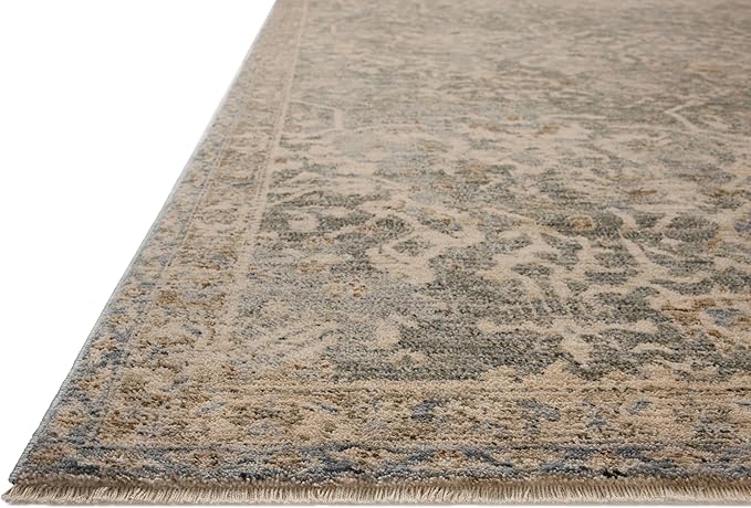 Loloi Magnolia Home by Joanna Gaines Junie Collection JUE-01 Blue/Natural 9'-6" x 9'-6", .38" Pile Height, Round Area Rug