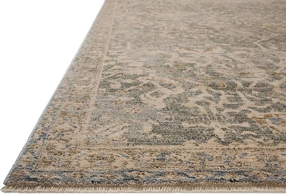 Loloi Magnolia Home by Joanna Gaines Junie Collection JUE-01 Blue/Natural 9'-6" x 9'-6", .38" Pile Height, Round Area Rug