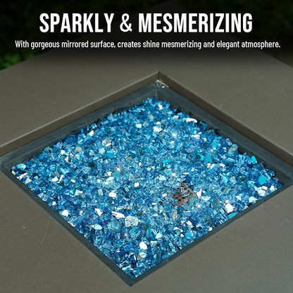Skyflame 10-Pound Fire Glass for Fireplace Fire Pit and Landscaping, Pacific Blue Reflective, 1/4-Inch