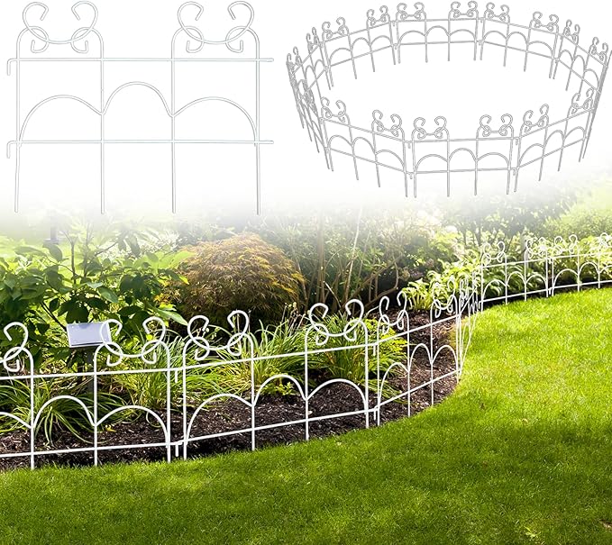 ARIFARO Decorative Garden Fence, 10 Pack, 14 ft Metal Flower Bed Border Fence, Small Fence for Garden Edging, No Dig Movable Panels for Lawn Patio Yard（13" H x 17" W ）