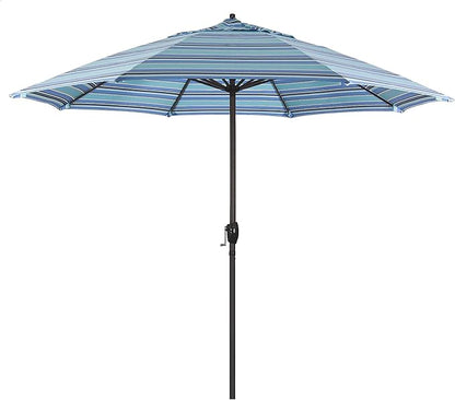 California Umbrella 9' Round Sunbrella Aluminum Outdoor Deck, Pool or Patio Umbrella, Crank Lift, Auto Tilt, Bronze Pole, Dolce Oasis