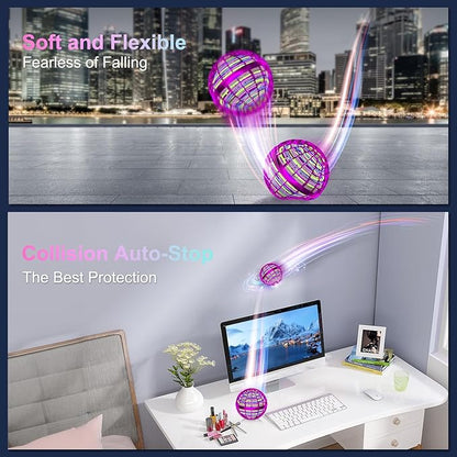 Ivtivfu Flying Orb Ball (Pink, 2025 Upgraded) with Dazzling Lights, Magic Hover Spinner, Boomerang Drone, Floating Cosmic Globe, Kids Outdoor Toys for 6 7 8 9 10 Year Old Boys Girls