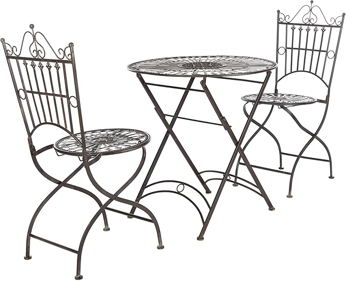 SAFAVIEH PAT5020A Outdoor Collection Belen Pearl White 3-Piece Bistro Set