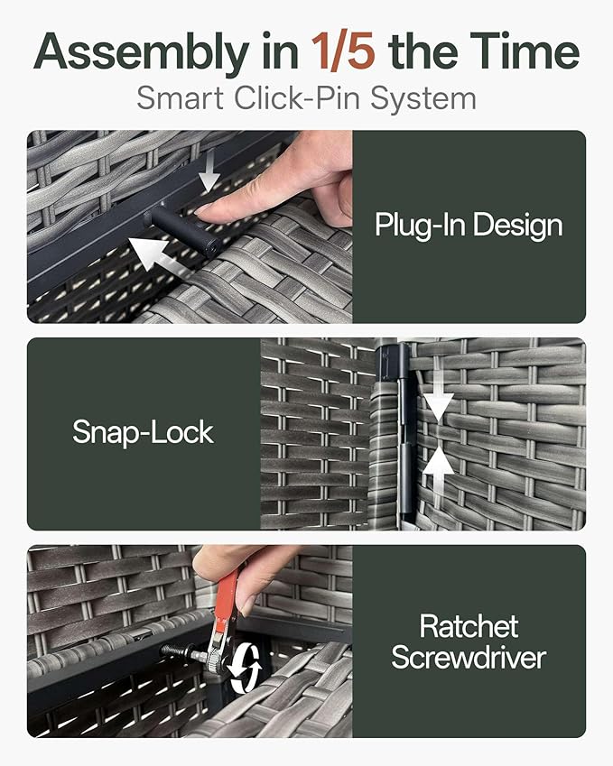 Luxury 8-Piece Patio Furniture Set with 6-Inch Thick Cushions, Outdoor Couch and Swivel Rocker Chairs, Wicker Conversation Set for Porch, Deck, Yard, Pool in Blue
