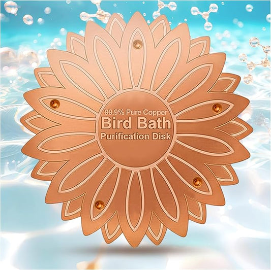 Bird Bath Purification Disk Pure Copper Outside Winter Solar Power Birdbath Hummingbird Solar Power Wild Cleaner Heater Deicer Cage Hanging Bowl Feeder Cage Dispenser Garden Lover Women Gift