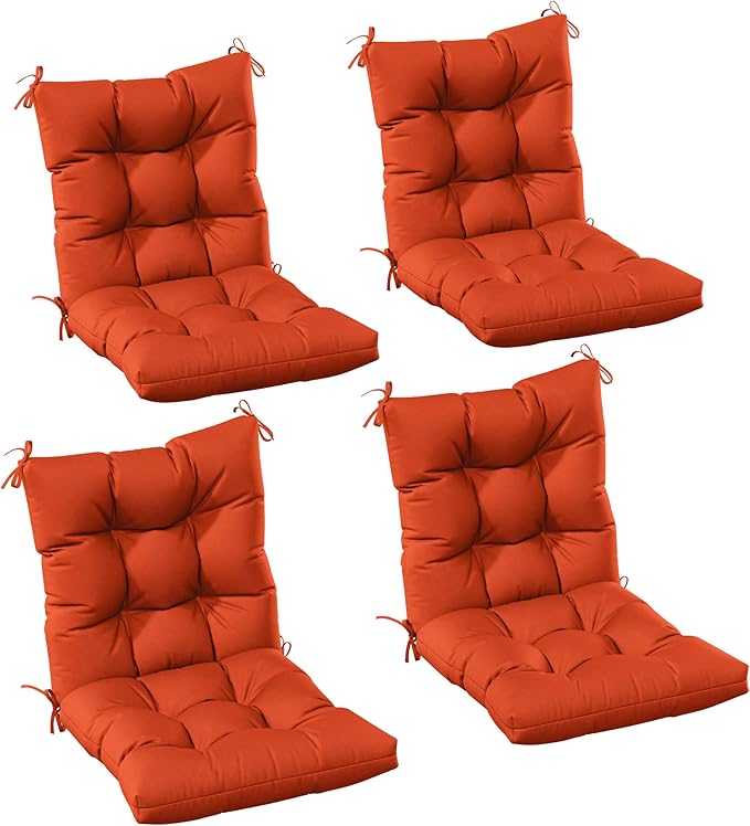Patio Seat&Back Chair Cushions for Outdoor Furniture，Comfortable Cushions for Rocking/Dining/Lawn Chair-Set of 4