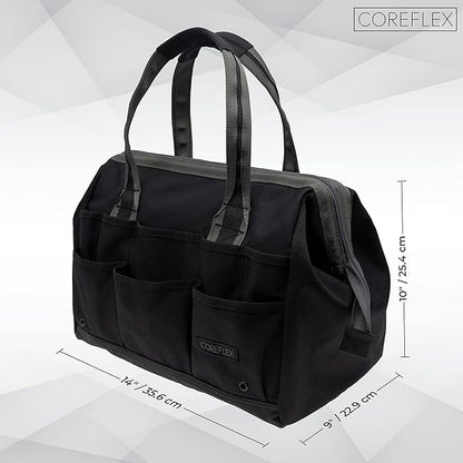 Coreflex 14 inch Wide-Mouth Tool Bag, Gear Bag, Multiple Purpose - for Plumbers, Electricians, Handymen also good for daily use, office use and camping. (Black)