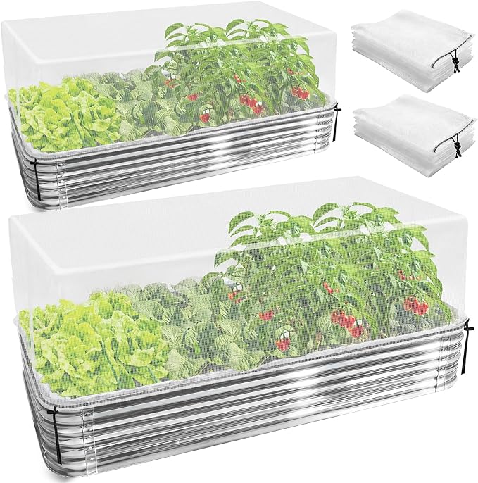 Garden Netting for Raised Beds, 2 Pack Ultra Fine Mesh Plant Covers for 4x2ft Raised Bed to Keep Small Animals Pest Out, Bird Mosquito Barrier Screen for Protecting Vegetables Fruits Flowers