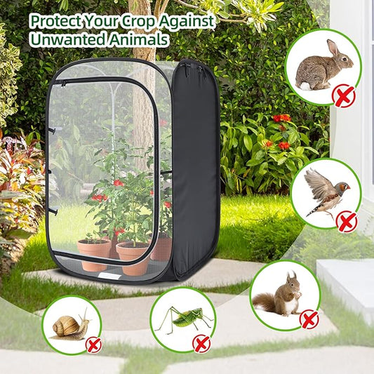 Ohuhu 36'' Garden Mesh Plant Cover, 2 Pack Pop Up Plant Protector Strawberry Cover Garden Net Cage Wind Protection for Plants Outdoor with Storage Bag 24 x 24 x 36 Inches