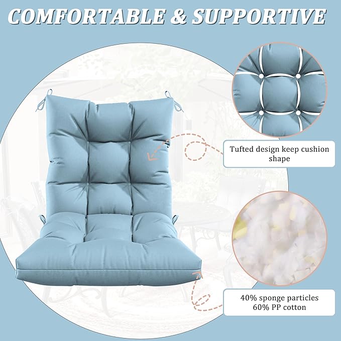 Patio Seat&Back Chair Cushions for Outdoor Furniture，Comfortable Cushions for Rocking/Dining/Lawn Chair-Set of 2
