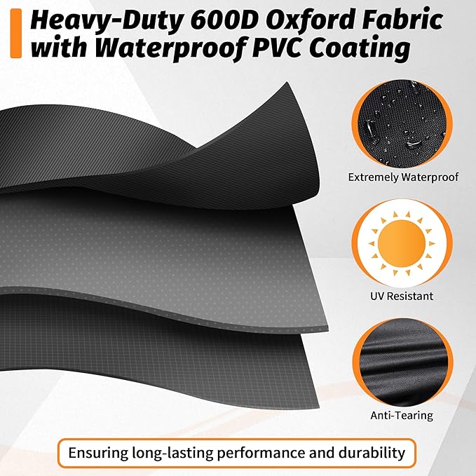iCOVER Grill Cover 82 Inch, BBQ Grill Cover for Outdoor Grill, 600D Heavy-Duty Waterproof BBQ Cover, Large Barbecue Gas Grill Covers for Weber, Charbroil, Brinkmann, Nexgrill and More, Black