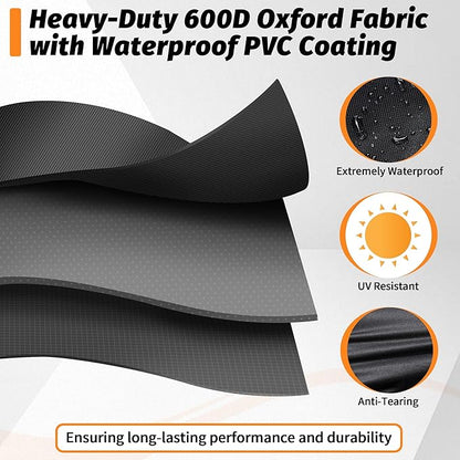 iCOVER Grill Cover 82 Inch, BBQ Grill Cover for Outdoor Grill, 600D Heavy-Duty Waterproof BBQ Cover, Large Barbecue Gas Grill Covers for Weber, Charbroil, Brinkmann, Nexgrill and More, Black