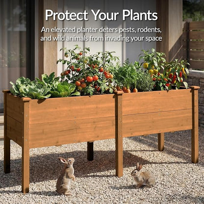 Best Choice Products 72" x 24" x 30" Raised Garden Bed with Extra Deep 16" Depth, Elevated Wood Planter Box Stand for Backyard, Patio, Balcony, Natural Fir Wood - Acorn Brown