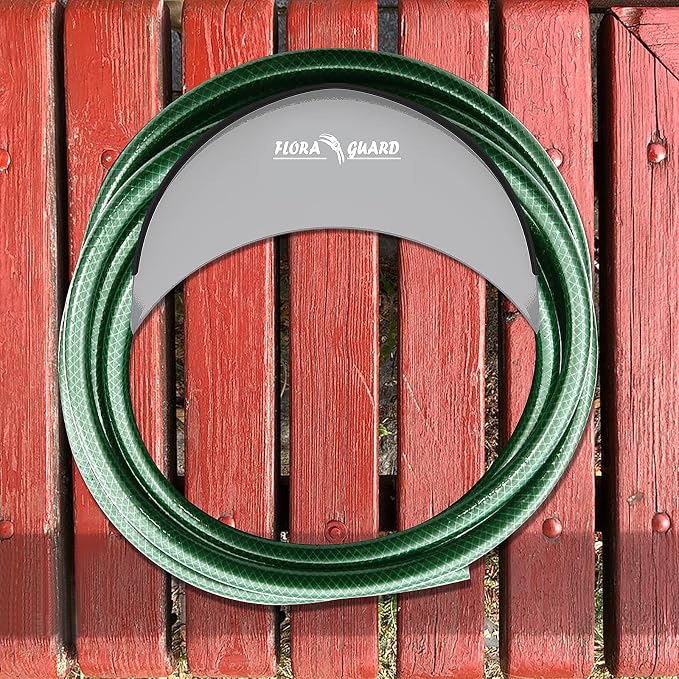 FLORA GUARD 29cm Hose Hanger, Wall-Mounted Metal Hose Holder, Anti-Corrosive Hose Bracket for Wall Storage (Grey)