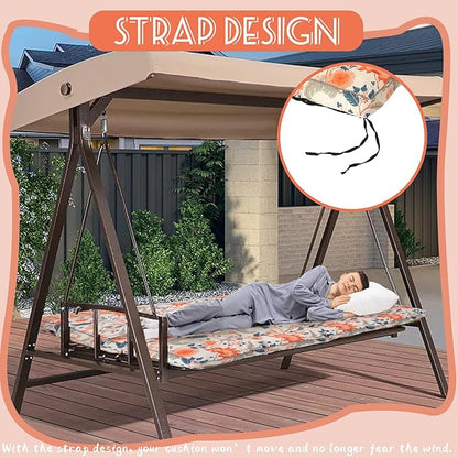 Replacement Cushions for Swing, Swing Cushions 3 Seater Replacement, Waterproof Thicken Washable Pad Cushion for Outdoor Indoor Furniture Swing Patio (Sunflower Orange, 40x63 inch)