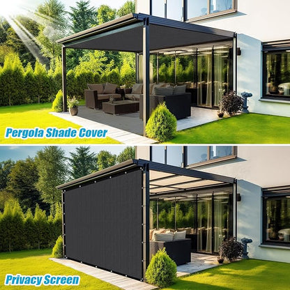Amagenix 90% Sun Shade Cloth with Grommets, 8' x 12' Pergola Replacement Shade Cover Canopy Privacy Screen for Outdoor Patio Garden, Dark Gray (We Customized)