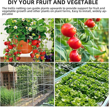 Trellis Netting, PDGROW Heavy Duty Garden Trellis Netting, 6 x 30 ft Trellis Netting for Climbing Plants, Outdoor Indoor Grow Net for Support Vine Vegetable Fruits and Flower, 4 Pack（Put in One Pack）