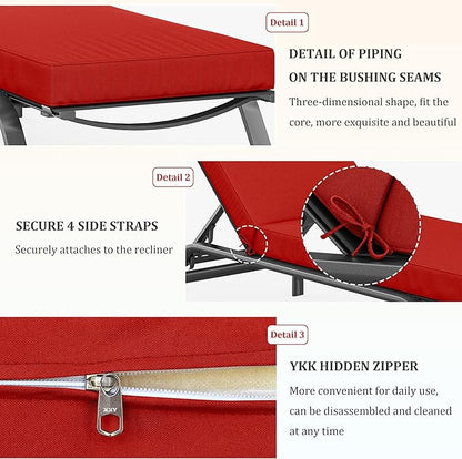 2 Pcs Chaise Lounge Cushions Outdoor, 80" L X 26" W X 4" D Lounge Chair Cushions for Outdoor Furniture, High-Density Foam Patio Chaise Cushion-Waterproof Fade-Resistant ThickPatio lounge chair cushion