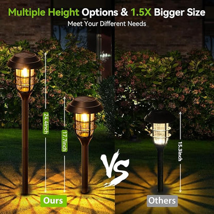 LETMY Solar Pathway Lights Outdoor, 12 Pack Bright Solar Lights Outdoor, IP65 Waterproof Auto On/Off Garden Lights Solar Powered Landscape Lighting for Yard Patio Walkway Driveway Pathway - Black