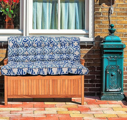 Swing Replacement Cushions with Backrest, 2 or 3 Seater Waterproof Non-Slip Overstuffed Swing Pad, Outdoor Bench Cushion for Porch Chair Swings Garden Furniture (Boho Blue, 40 * 63 in)