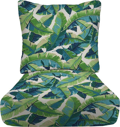 RSH DECOR: Deep Seating Chair Cushion with Pillow Back | 24” x 24” Seat | All-Weather Spun Fabric | Outdoor Cushion Set for Patio Furniture | Balmoral Opal