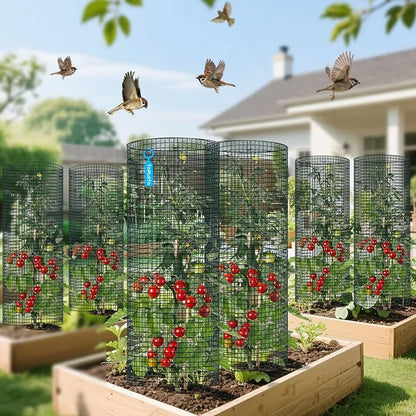 5 Pack Wire Plant Protector with Cover, 16"x12" Detachable Metal Plant Protectors Mesh, Garden Plant Protectors for Shrubs Flowers Vegetables to Keep Rabbit & Chicken Animals Out