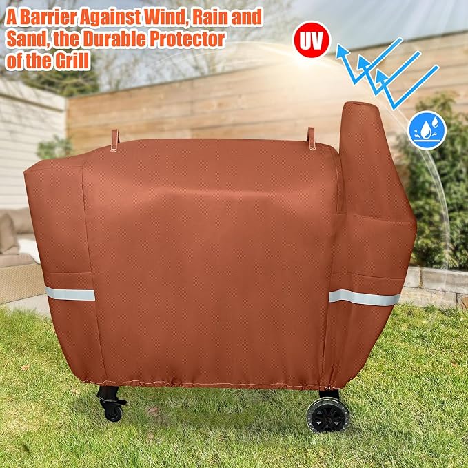 QuliMetal Grill Cover for Pit Boss Austin XL/Rancher XL 1000S, 1000SC, 1000SQ, 1000SC2, 1100 Pro, 1000/1100/1150 Series, Z Grill 1000 Series Wood Pellet Grills, Heavy Duty, 600D, Brown