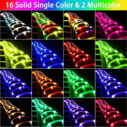Solar Rope Lights Outdoor Waterproof, 49Ft 150 LED String Light Fairy Solar Powered & USB with Remote, 18 Colors Changing Trampoline Lighting for Outside Garden Patio Home Christmas Decoration