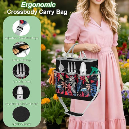Gardening Tools Set, 22Pcs Heavy Duty Gardening Gifts for Women&Mom, Stainless Steel Garden Tool Kit with Shoulder Organizer Handbag Repotting Mat, Ideal Gifts for Gardener