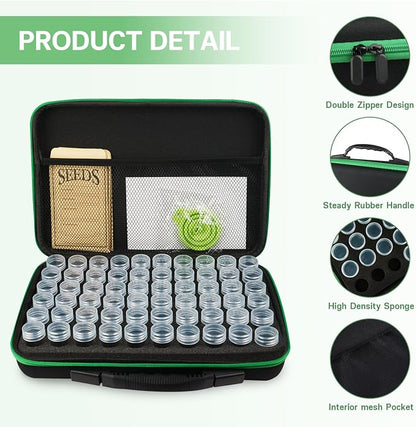 60 Slots Seed Storage Organizer with 10 Envelopes, Garden Seed Packet Container with Label Stickers Zipper Bag for Flower Plants Vegetable