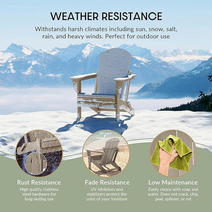 WestinTrends Malibu Malibu Outdoor Folding Poly Adirondack Chair (Set of 8), Weathered Wood