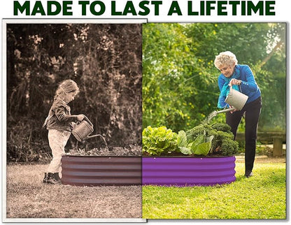 Plant & Plot Galvanized Raised Garden Beds Outdoor // 4×2×1 ft (2-Pack) Planter Raised Beds for Gardening, Vegetables, Flowers // Large Metal Garden Box (Purple) // Patented Tool-Free Design