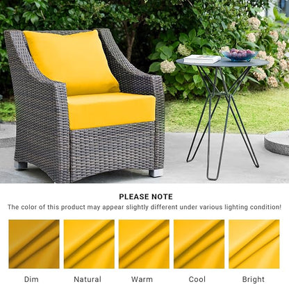 Outdoor Cushions for Patio Furniture,Outdoor Seat Cushion Set 24 x 24 x 5.75 Inch,Waterproof & Fade Resistant Outdoor Chair Cushions,Deep Patio Chair Cushion with Removable Cover,Yellow